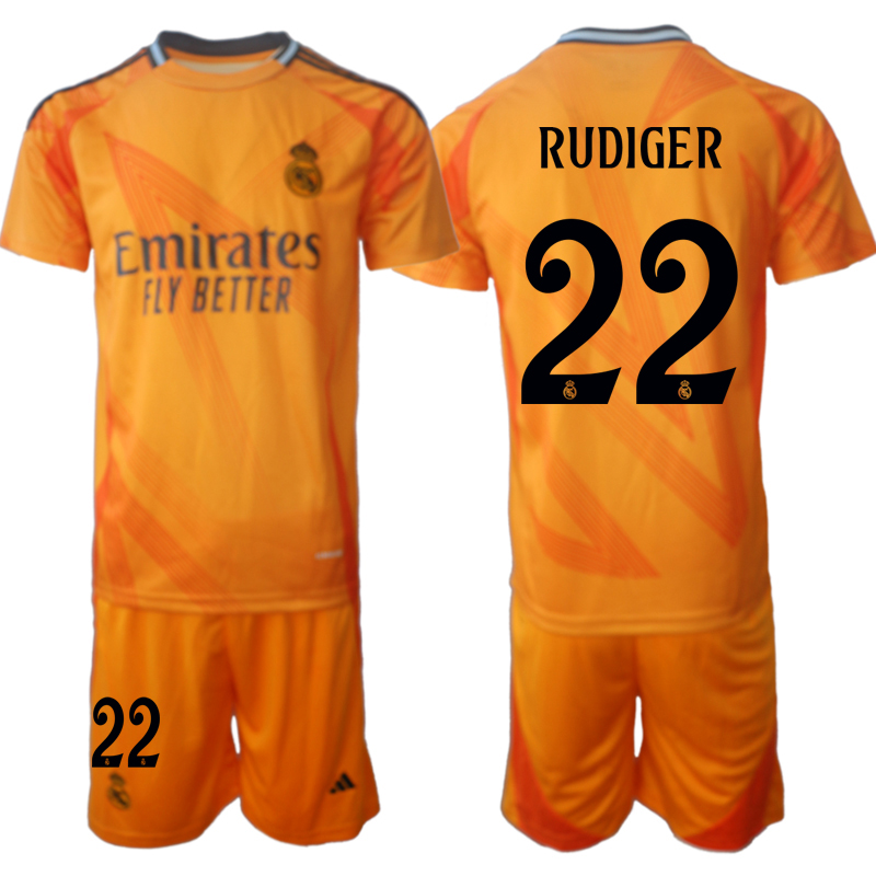 Real Madrid Bortatröja 2024/25 Fotbollströja med namn Antonio Rudiger 22 Fotbollströja set