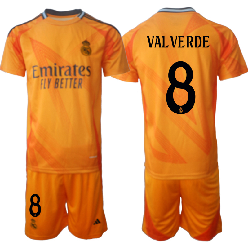 Real Madrid Bortatröja 2024/25 Fotbollströja med namn Federico Valverde 8 Fotbollströja set