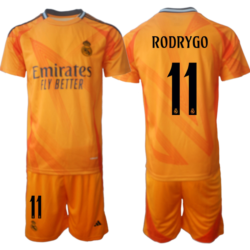 Real Madrid Bortatröja 2024/25 Fotbollströja med namn Rodrygo 11 Fotbollströja set