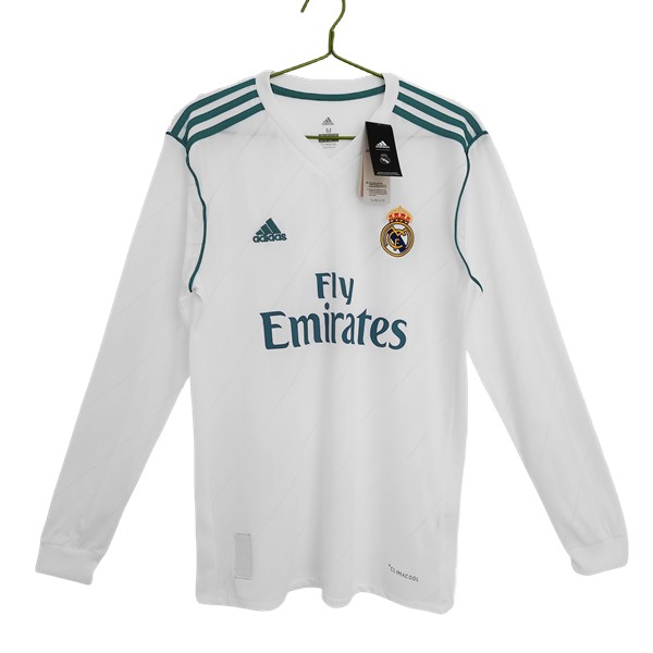 Real Madrid Hemmatröja Retro 2017-2018 Långärmad fotbollströjor för män