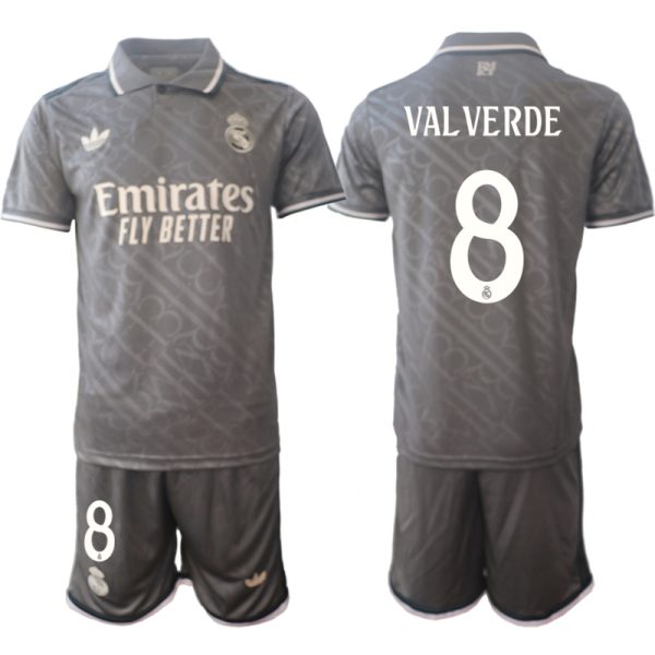 Real Madrid Tredjetröja 2024/25 Fotbollströjor för män Kortärmad (+ Korta byxor) Federico Valverde 8