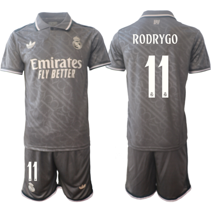 Real Madrid Tredjetröja 2024/25 Fotbollströjor för män Kortärmad (+ Korta byxor) Rodrygo 11