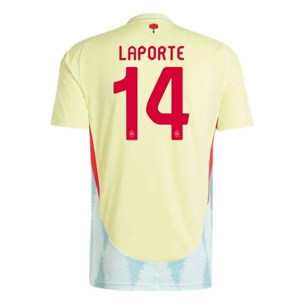 Billiga Fotbollströjor Herr Spanien Fotbollströja Bortaställ EM 2024 med tryck Laporte 14