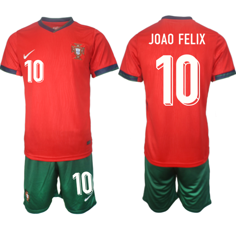 Fotbollströjor Billigt Portugal EM 2024 Hemma Tröja set Joao Felix 10