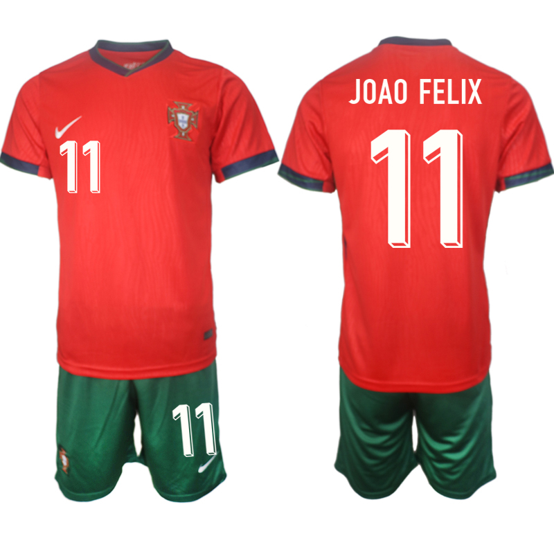 Fotbollströjor Billigt Portugal EM 2024 Hemma Tröja set Joao Felix 11