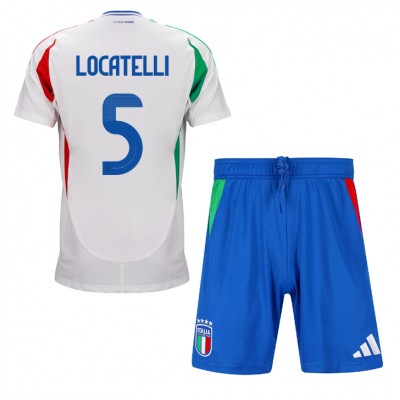 Italien Barn Bortaställ EM 2024 Fotbollströja set Manuel Locatelli 5