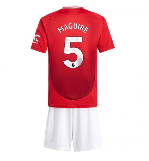 Fotbollsset Barn Manchester United Hemmatröja 2024/25 med tryck Harry Maguire 5