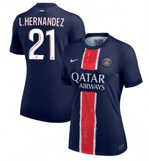 Billiga Fotbollströjor Dam Paris Saint-Germain Hemmatröja 2024/25 med tryck Lucas Hernandez 21