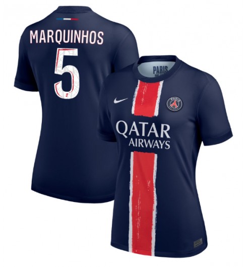 Billiga Fotbollströjor Dam Paris Saint-Germain Hemmatröja 2024/25 med tryck Marquinhos 5