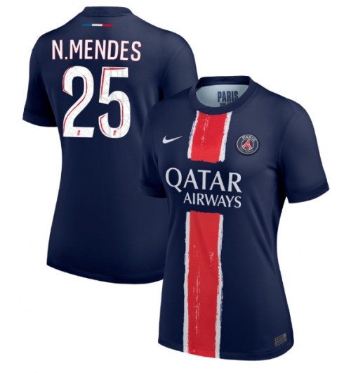 Billiga Fotbollströjor Dam Paris Saint-Germain Hemmatröja 2024/25 med tryck Nuno Mendes 25