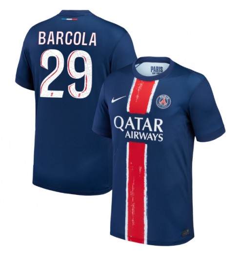 Herr Paris Saint-Germain Hemmatröja 2024/25 Kortärmad Fotbollskläder Bradley Barcola 29