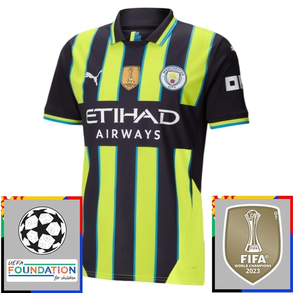 Manchester City Bortatröja Champions League With Patch 2024/25 Kortärmad Med Eget Namn